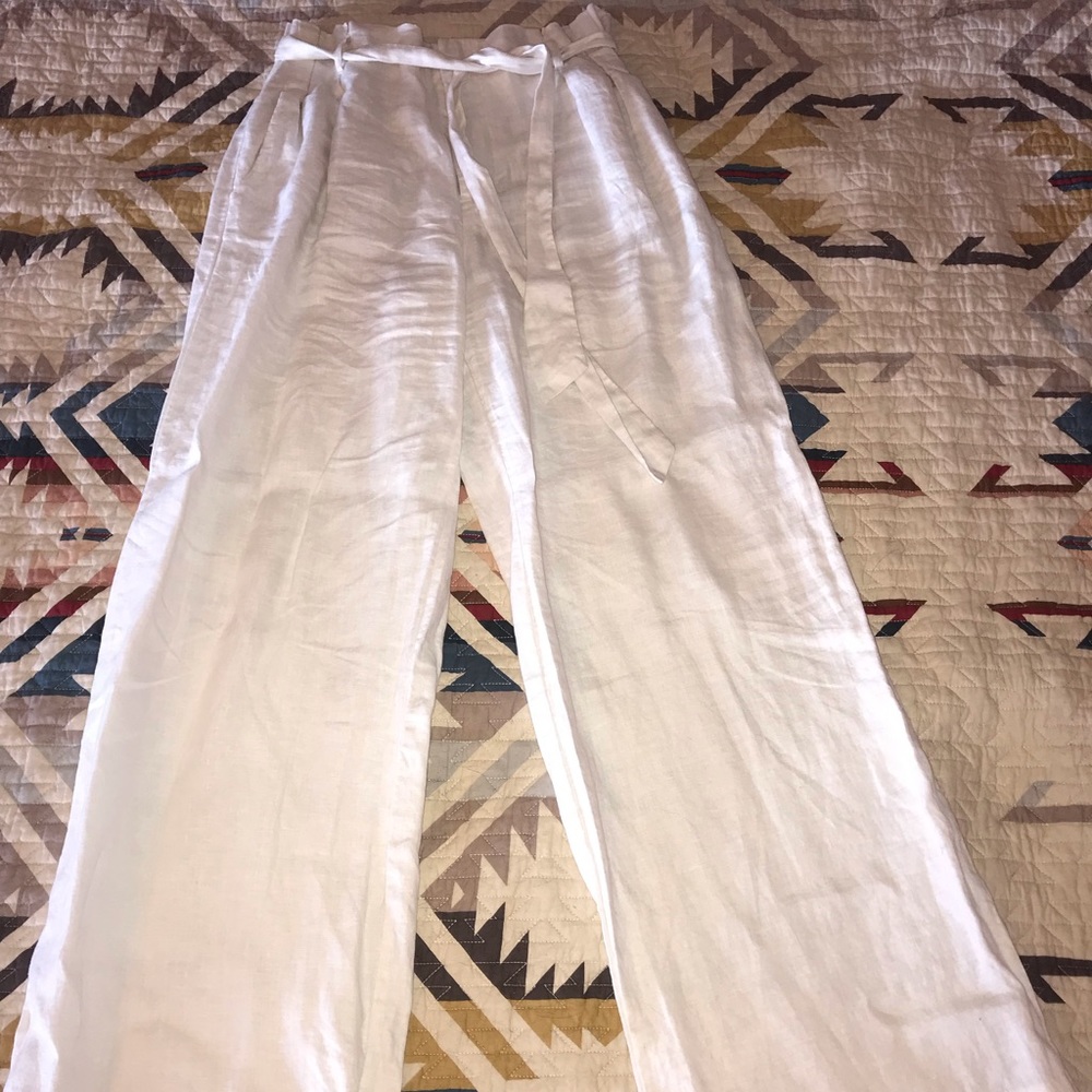 White High Wasted Linen Pants